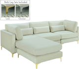 Julia Velvet Modular Sectional Sofa - Cozy Contemporary Design with Customizable Gold & Chrome Legs