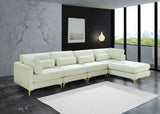 Julia Velvet Modular Sectional Sofa - Cozy Contemporary Design with Customizable Gold & Chrome Legs