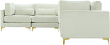 Julia Velvet Modular Sectional Sofa - Cozy Contemporary Design with Customizable Gold & Chrome Legs