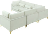 Julia Velvet Modular Sectional Sofa - Cozy Contemporary Design with Customizable Gold & Chrome Legs