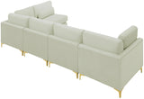 Julia Velvet Modular Sectional Sofa - Cozy Contemporary Design with Customizable Gold & Chrome Legs