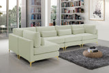 Julia Velvet Modular Sectional Sofa - Cozy Contemporary Design with Customizable Gold & Chrome Legs