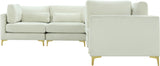 Julia Velvet Modular Sectional Sofa - Cozy Contemporary Design with Customizable Gold & Chrome Legs