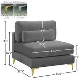 Julia Modular Armless Chair - Cozy Contemporary Design with Customizable Gold and Chrome Legs