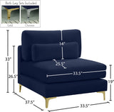 Julia Modular Armless Chair - Cozy Contemporary Design with Customizable Gold and Chrome Legs