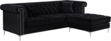 Damian Contemporary 2-Piece Reversible Sectional with Plush Seating and Stylish Chrome Accents