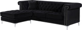 Damian Contemporary 2-Piece Reversible Sectional with Plush Seating and Stylish Chrome Accents