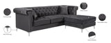 Damian Contemporary 2-Piece Reversible Sectional with Plush Seating and Stylish Chrome Accents
