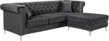 Damian Contemporary 2-Piece Reversible Sectional with Plush Seating and Stylish Chrome Accents