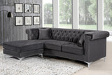 Damian Contemporary 2-Piece Reversible Sectional with Plush Seating and Stylish Chrome Accents