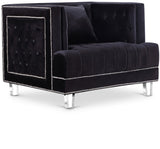 Lucas Acrylic Contemporary Chair with Tufted Velvet Upholstery and Elegant Nailhead Design