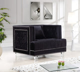 Lucas Acrylic Contemporary Chair with Tufted Velvet Upholstery and Elegant Nailhead Design