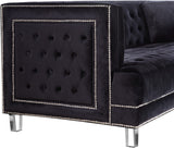 Lucas Acrylic Contemporary Chair with Tufted Velvet Upholstery and Elegant Nailhead Design
