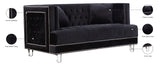 Lucas Acrylic Contemporary Loveseat with Tufted Velvet, Nailhead Trim, and Chic Clear Legs for Elegance