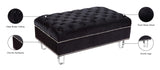 Lucas Acrylic Contemporary Ottoman with Tufted Velvet Upholstery and Elegant Nailhead Design