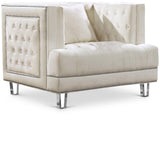 Lucas Acrylic Contemporary Chair with Tufted Velvet Upholstery and Elegant Nailhead Design
