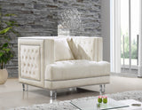 Lucas Acrylic Contemporary Chair with Tufted Velvet Upholstery and Elegant Nailhead Design