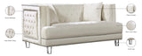Lucas Acrylic Contemporary Loveseat with Tufted Velvet, Nailhead Trim, and Chic Clear Legs for Elegance