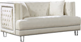 Lucas Acrylic Contemporary Loveseat with Tufted Velvet, Nailhead Trim, and Chic Clear Legs for Elegance
