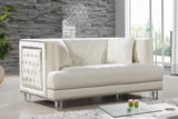 Lucas Acrylic Contemporary Loveseat with Tufted Velvet, Nailhead Trim, and Chic Clear Legs for Elegance