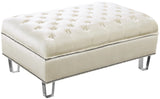 Lucas Acrylic Contemporary Ottoman with Tufted Velvet Upholstery and Elegant Nailhead Design