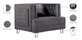 Lucas Acrylic Contemporary Chair with Tufted Velvet Upholstery and Elegant Nailhead Design