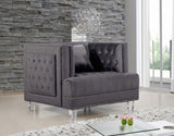 Lucas Acrylic Contemporary Chair with Tufted Velvet Upholstery and Elegant Nailhead Design