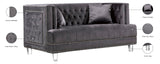 Lucas Acrylic Contemporary Loveseat with Tufted Velvet, Nailhead Trim, and Chic Clear Legs for Elegance
