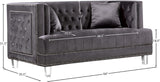 Lucas Acrylic Contemporary Loveseat with Tufted Velvet, Nailhead Trim, and Chic Clear Legs for Elegance