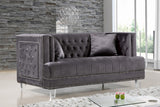 Lucas Acrylic Contemporary Loveseat with Tufted Velvet, Nailhead Trim, and Chic Clear Legs for Elegance
