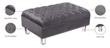 Lucas Acrylic Contemporary Ottoman with Tufted Velvet Upholstery and Elegant Nailhead Design
