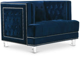 Lucas Acrylic Contemporary Chair with Tufted Velvet Upholstery and Elegant Nailhead Design