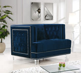 Lucas Acrylic Contemporary Chair with Tufted Velvet Upholstery and Elegant Nailhead Design