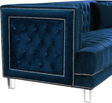 Lucas Acrylic Contemporary Chair with Tufted Velvet Upholstery and Elegant Nailhead Design