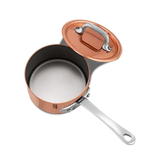 Mauviel M'MINIS Copper Sauce Pan With Lid, Stainless Steel Handles, 0.32-Quart