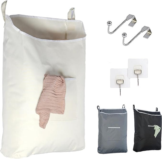 Door Hanging Laundry Bag - Beige - L