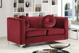 Isabelle Contemporary Velvet Loveseat with Chrome Legs - Luxurious Seating for Modern Homes