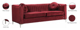Isabelle Velvet Contemporary Sofa - Luxurious Upholstery with Chrome Legs & Cozy Throw Pillows