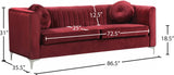 Isabelle Velvet Contemporary Sofa - Luxurious Upholstery with Chrome Legs & Cozy Throw Pillows