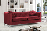 Isabelle Velvet Contemporary Sofa - Luxurious Upholstery with Chrome Legs & Cozy Throw Pillows