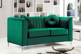 Isabelle Contemporary Velvet Loveseat with Chrome Legs - Luxurious Seating for Modern Homes
