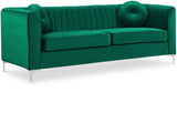 Isabelle Velvet Contemporary Sofa - Luxurious Upholstery with Chrome Legs & Cozy Throw Pillows