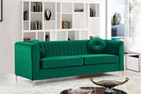 Isabelle Velvet Contemporary Sofa - Luxurious Upholstery with Chrome Legs & Cozy Throw Pillows