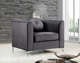 Isabelle Velvet Contemporary Chair - Luxurious Upholstered Seating with Chrome Legs and Pillows