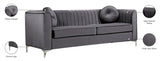 Isabelle Velvet Contemporary Sofa - Luxurious Upholstery with Chrome Legs & Cozy Throw Pillows