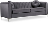 Isabelle Velvet Contemporary Sofa - Luxurious Upholstery with Chrome Legs & Cozy Throw Pillows