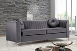 Isabelle Velvet Contemporary Sofa - Luxurious Upholstery with Chrome Legs & Cozy Throw Pillows
