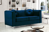 Isabelle Contemporary Velvet Loveseat with Chrome Legs - Luxurious Seating for Modern Homes