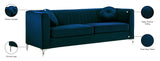 Isabelle Velvet Contemporary Sofa - Luxurious Upholstery with Chrome Legs & Cozy Throw Pillows
