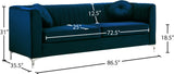 Isabelle Velvet Contemporary Sofa - Luxurious Upholstery with Chrome Legs & Cozy Throw Pillows